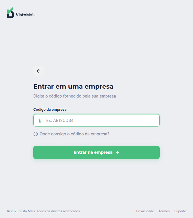Campo do código da empresa